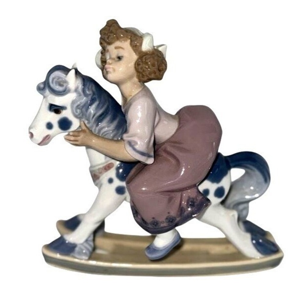 Lladró Faithful Steed 5769 Retired Girl On Rocking Horse Porcelain Figurine